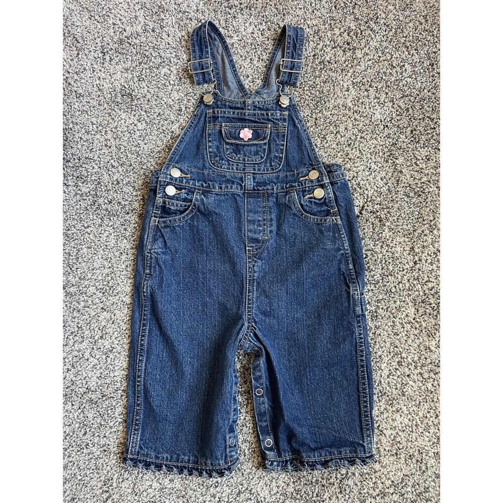 Vintage Cherokee Denim Overalls Girl’s Sz 24 Months Flower Patches